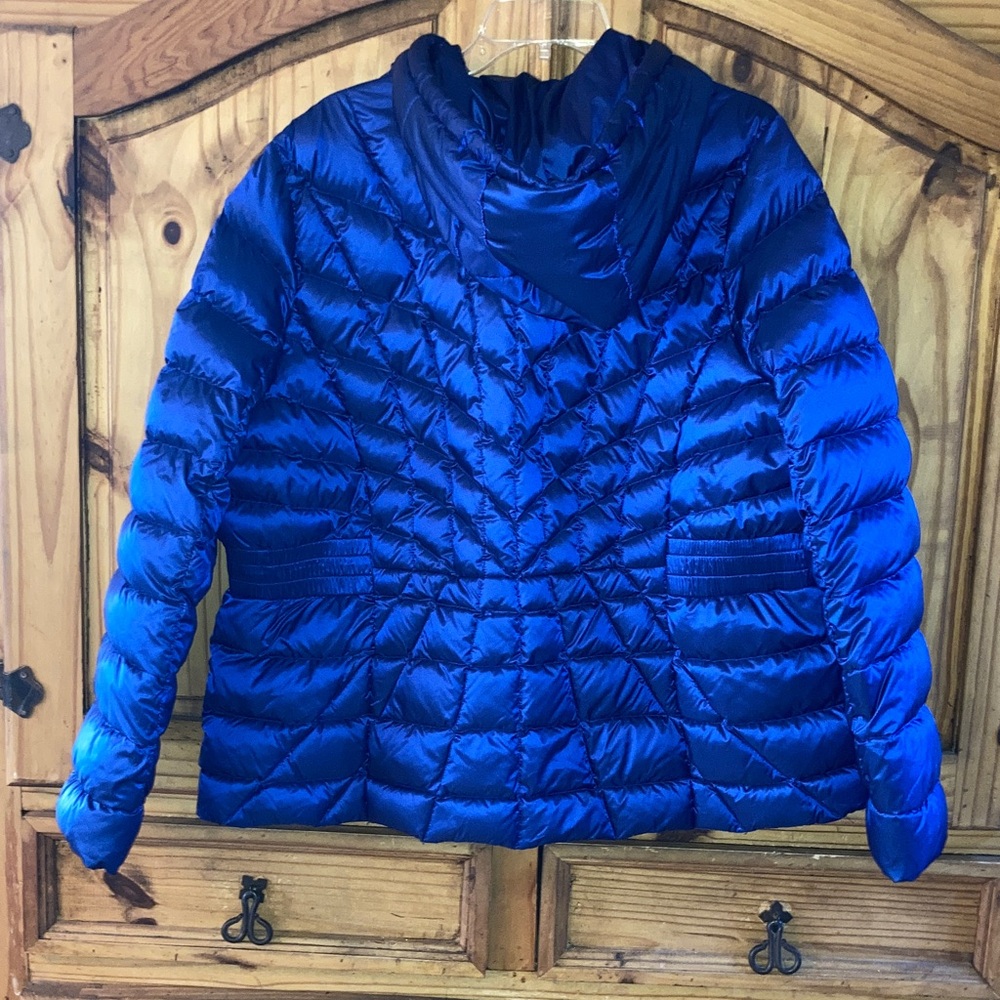 Women Lane Bryant purple blue hooded down puffer coat size 22/24 - Picture 7 of 10